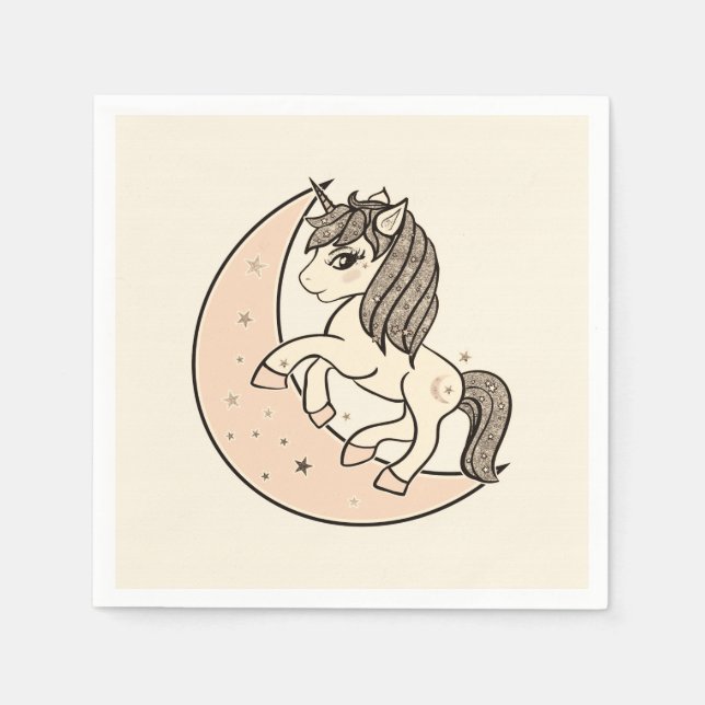 Peachy Blush Pink Celestial Moon Baby Shower Napkins (Front)
