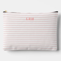 Peachy Blush Stripe Vintage Tiny Initials Monogram