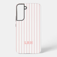 Peachy Blush Tones Vintage Stripes Monogram