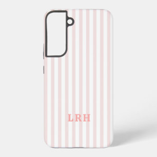 Peachy Blush Tones Vintage Stripes Monogram Samsung Galaxy S22+ Case