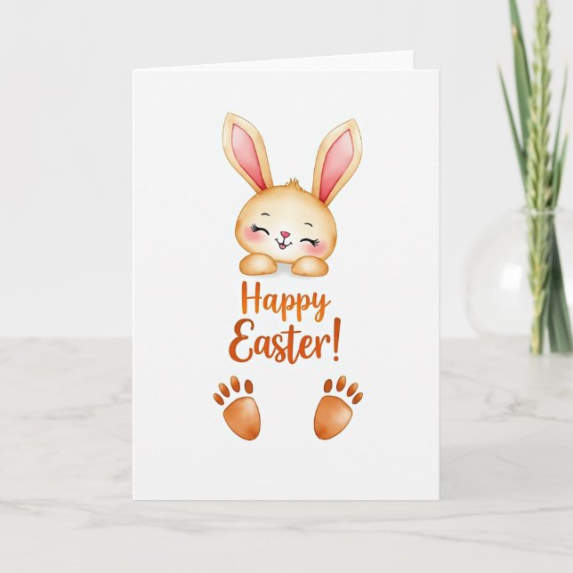 Peachy Bunny Easter Peek Card (Front)