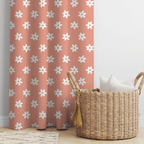 Peachy Coral Grass Lily Floral Pattern Blackout Curtains