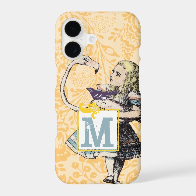 Peachy Coral Monogram Alice in Wonderland Flamingo Case-Mate iPhone Case (Back)