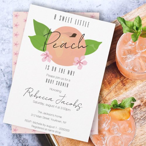 Peachy floral Baby Shower Invitation