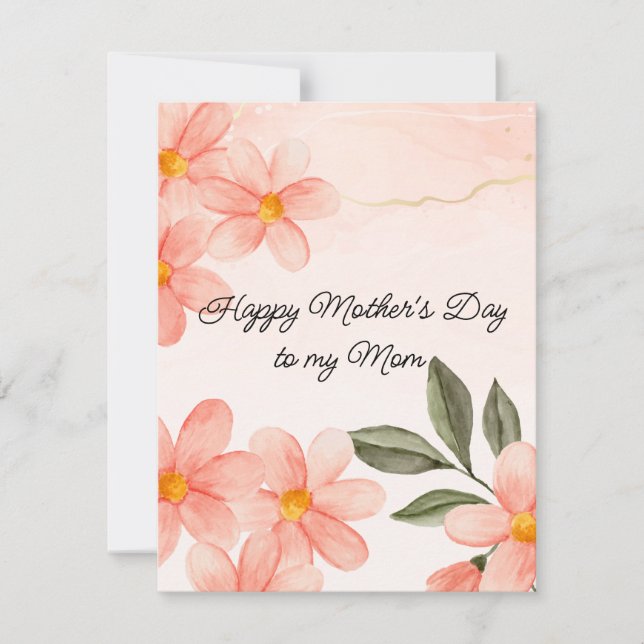 Peachy Flowres Mother's Day  Holiday Card (Front)