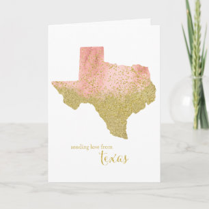 Peachy Gold Sending Love From Texas Letterpress Thank You Card