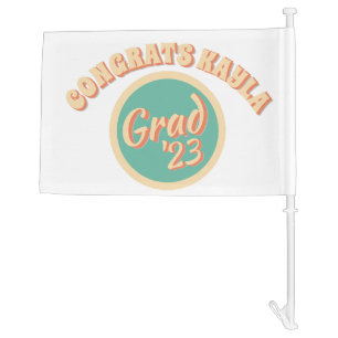 Peachy Grad Custom Name Class of 2023 Graduation Car Flag