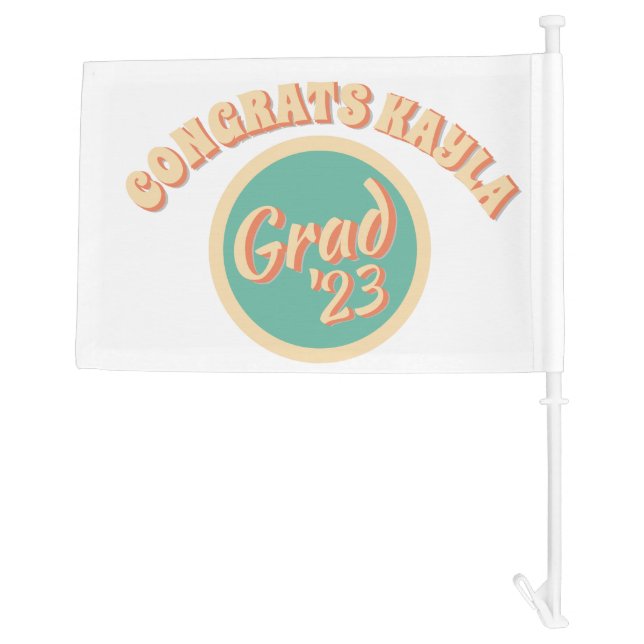 Peachy Grad Custom Name Class of 2023 Graduation  Car Flag (Back)