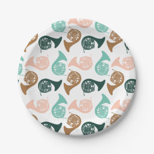 Peachy Green French Horn Paper Plates