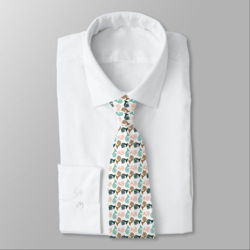 Peachy Green French Horn Pattern Neck Tie