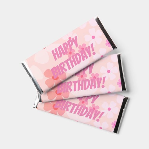 Peachy Happy Birthday Pink Peach Flower Power Hershey Bar Favors