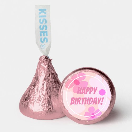 Peachy Happy Birthday Pink Peach Flower Power Hersheys Kisses