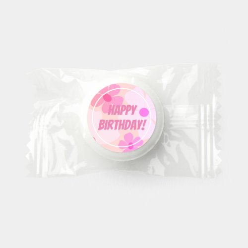 Peachy Happy Birthday Pink Peach Flower Power Life Saver Mints