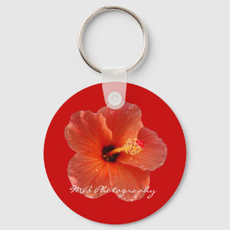 Peachy Hibiscus Keychain