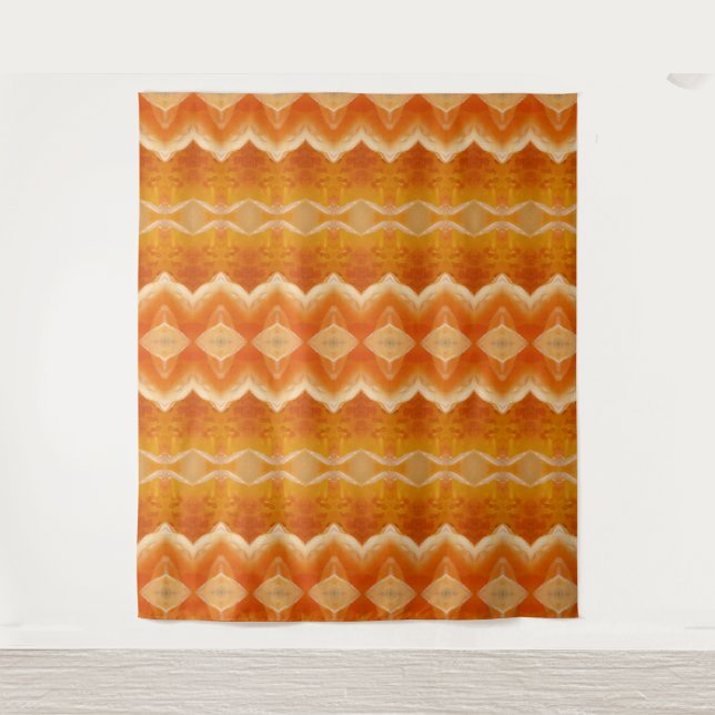 Peachy Ikat 7  Tapestry (Front)