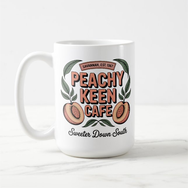 Peachy Keen Café Coffee Mug (Left)
