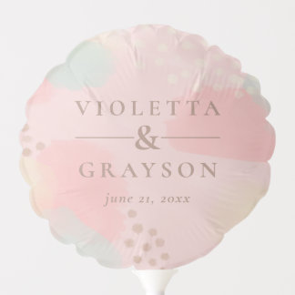Peachy Pastel Modern Abstract Art Wedding Balloon