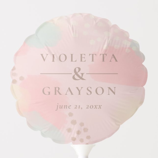 Peachy Pastel Modern Abstract Art Wedding Balloon (Front)