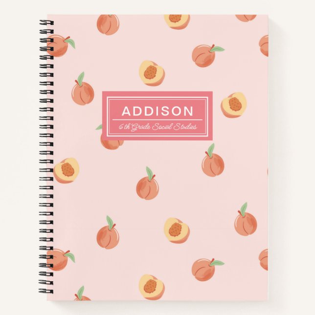 Peachy Peach School Spiral Notebook (Front)