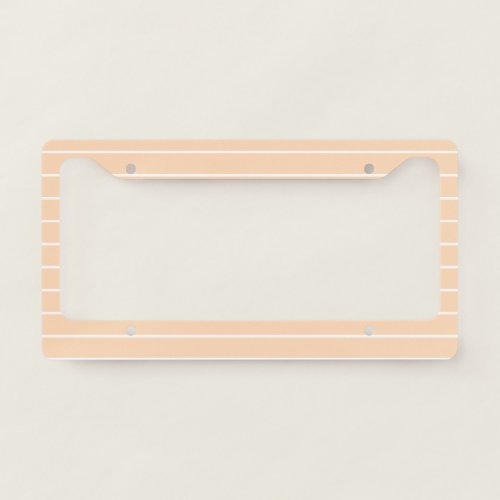 Peachy Pink and White Thin Horizontal Striped License Plate Frame