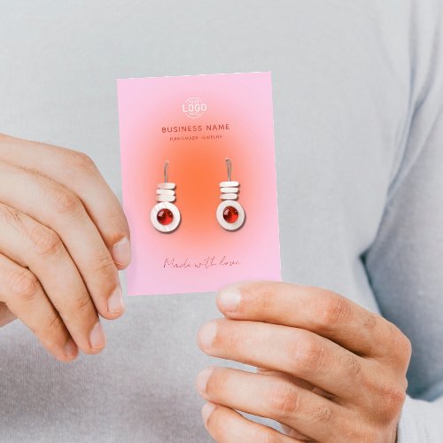 Peachy Pink Aura Modern Earrings Display Card