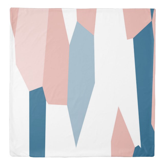Peachy Pink Blue and White Abstract    Duvet Cover (Front)