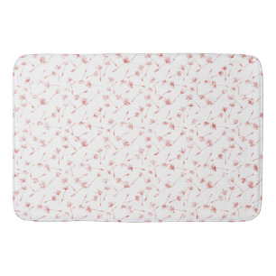 Peachy Pink Blush Floral Glitzy Glitter          Bath Mat