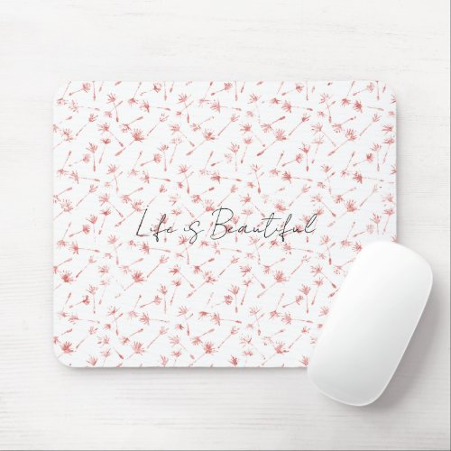 Peachy Pink Blush Floral Glitzy Glitter          Mouse Pad