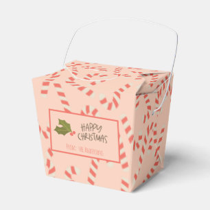 Peachy Pink Christmas Candy Canes Favor Boxes