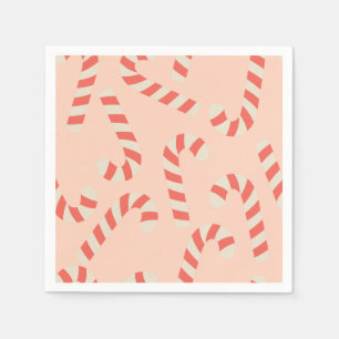 Peachy Pink Christmas Candy Canes Napkins