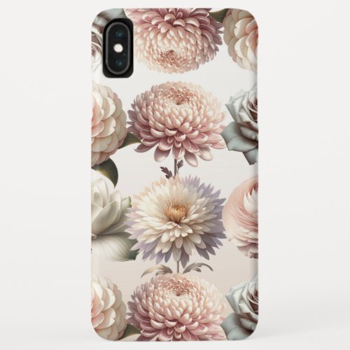 Peachy Pink Creamy White Flowers Floral iPhone XS Max Case