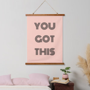 Peachy Pink Custom YOU GOT THIS Motivational Hanging Tapestry