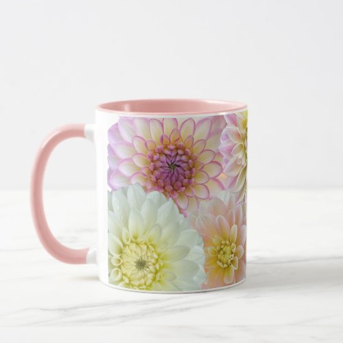 Peachy Pink Dahlia Bouquet  Mug