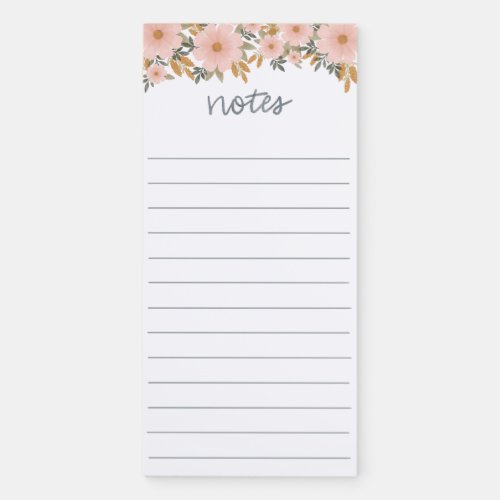 Peachy Pink Fall Floral Magnetic Notepad