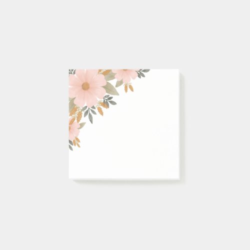 Peachy Pink Fall Floral Post_it Notes