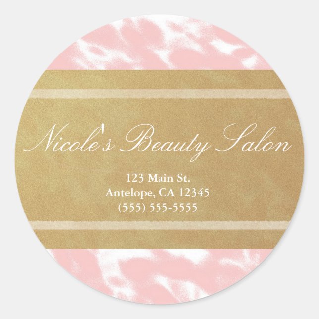 Peachy Pink & Faux Gold Chic Personalized Stickers (Front)