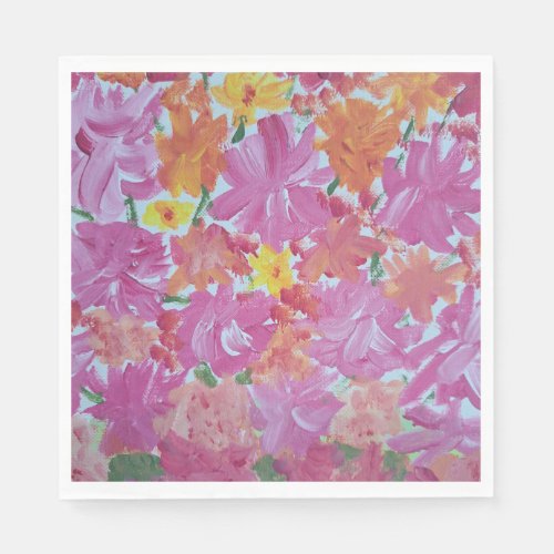 Peachy Pink Floral Party Napkins