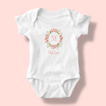 Peachy Pink Floral | Personalized Baby Bodysuit at Zazzle