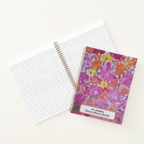 Peachy Pink Floral Personalized Note Book