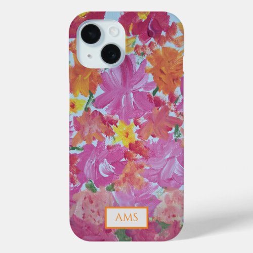 Peachy Pink Floral Personalized Phone Case