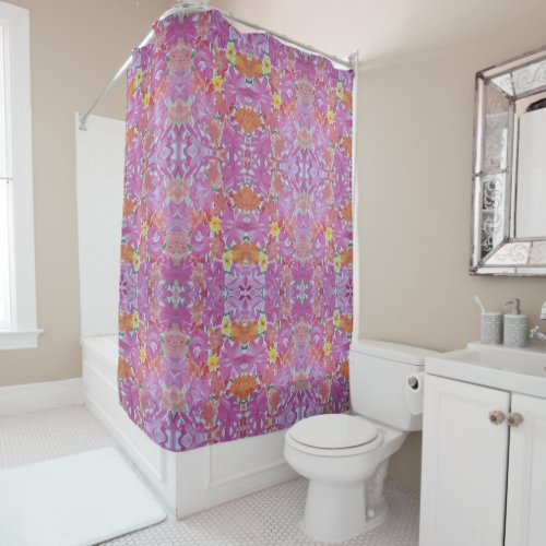 Peachy Pink Floral Shower Curtain