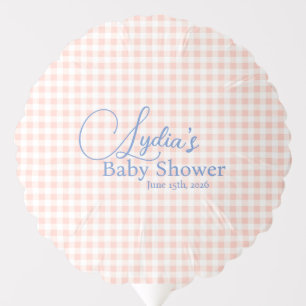 Peachy Pink Gingham Check Peel and Stick Wallpaper Balloon