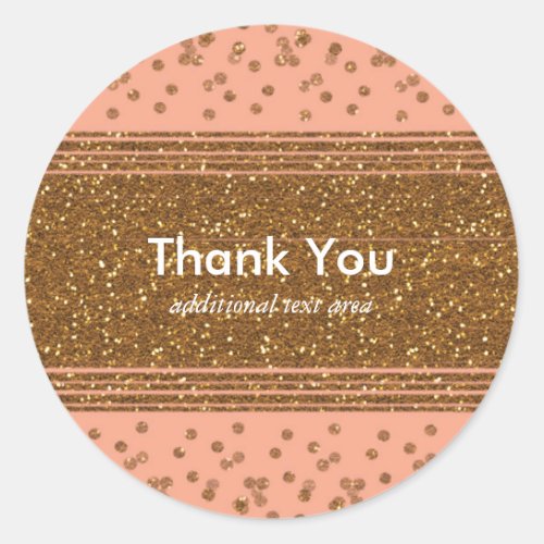 Peachy Pink  Gold Confetti Dots Party Stickers
