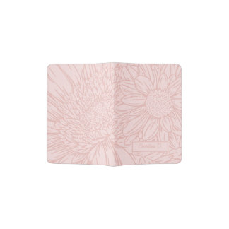 Peachy Pink on Pink Chrysanthemums with Name Passport Holder