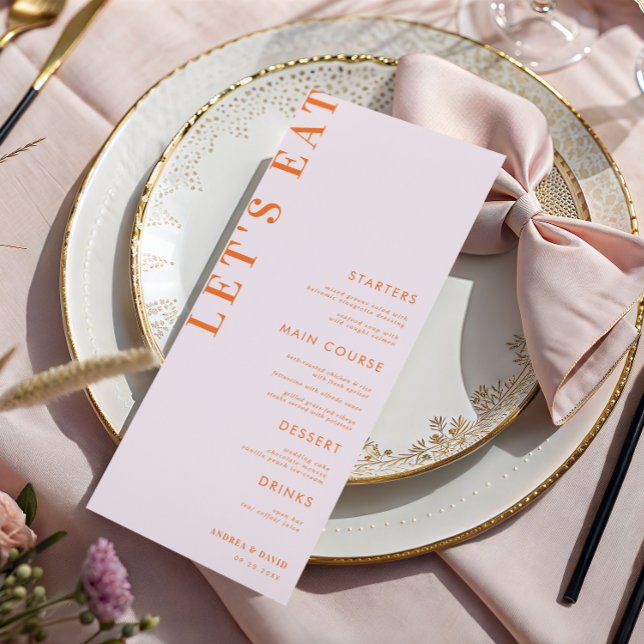 Peachy Pink Orange Wedding Menu (Creator Uploaded)