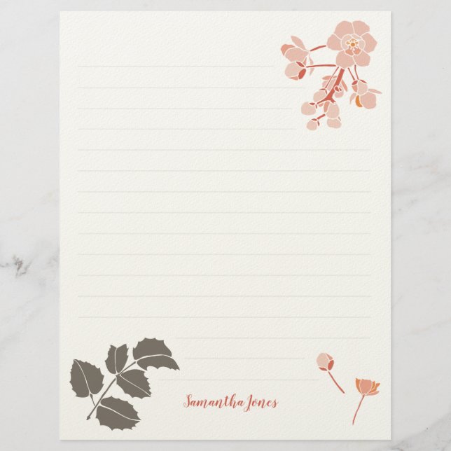 Peachy Pink Oregon Grape Flower Letterhead (Front)