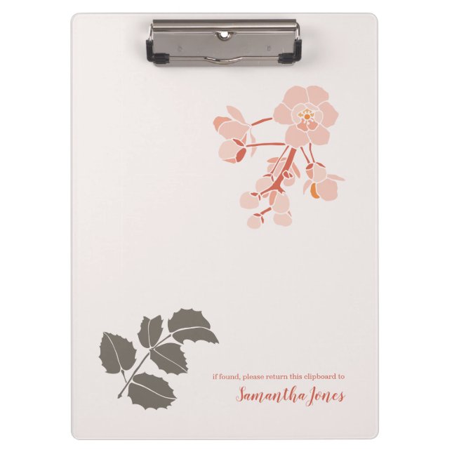 Peachy Pink Oregon Grape Flower Letterhead Clipboard (Front)
