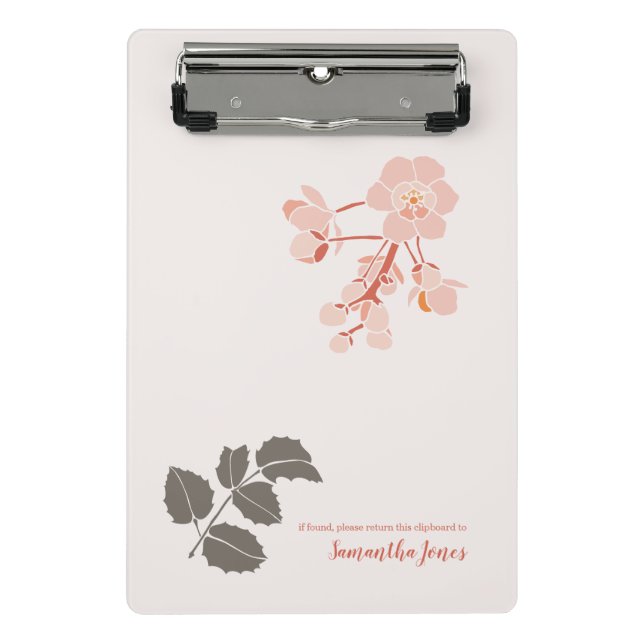 Peachy Pink Oregon Grape Flower Letterhead Mini Clipboard (Front)