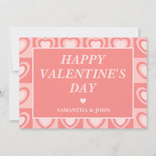 Peachy Pink Retro Hearts Valentine’s Gift Holiday Card