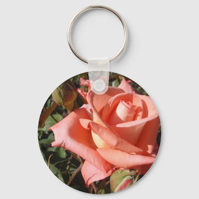 Peachy Pink Rose Keychain (Front)